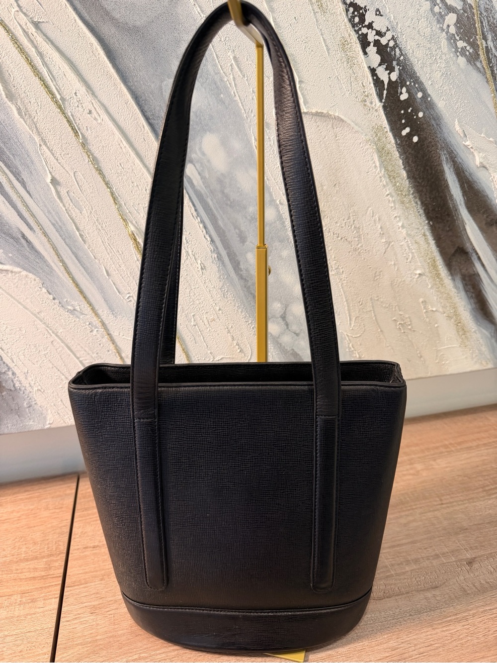 MCM Black Leather Gold-Accent Tote - Picture 2 of 16
